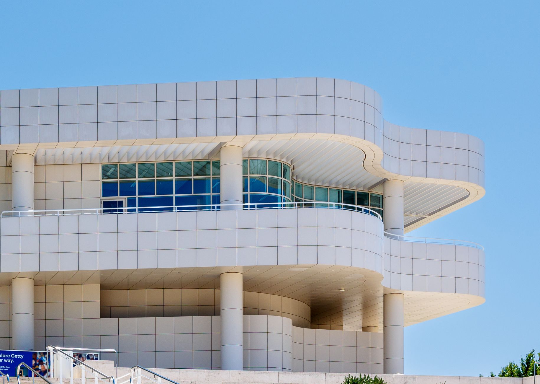 A modern facade at the Getty Center